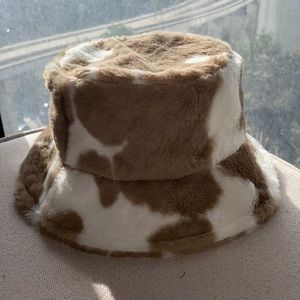 Faux Fur cow print hat